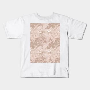 Pastel Brown Silk Marble - Digital Liquid Paint Kids T-Shirt